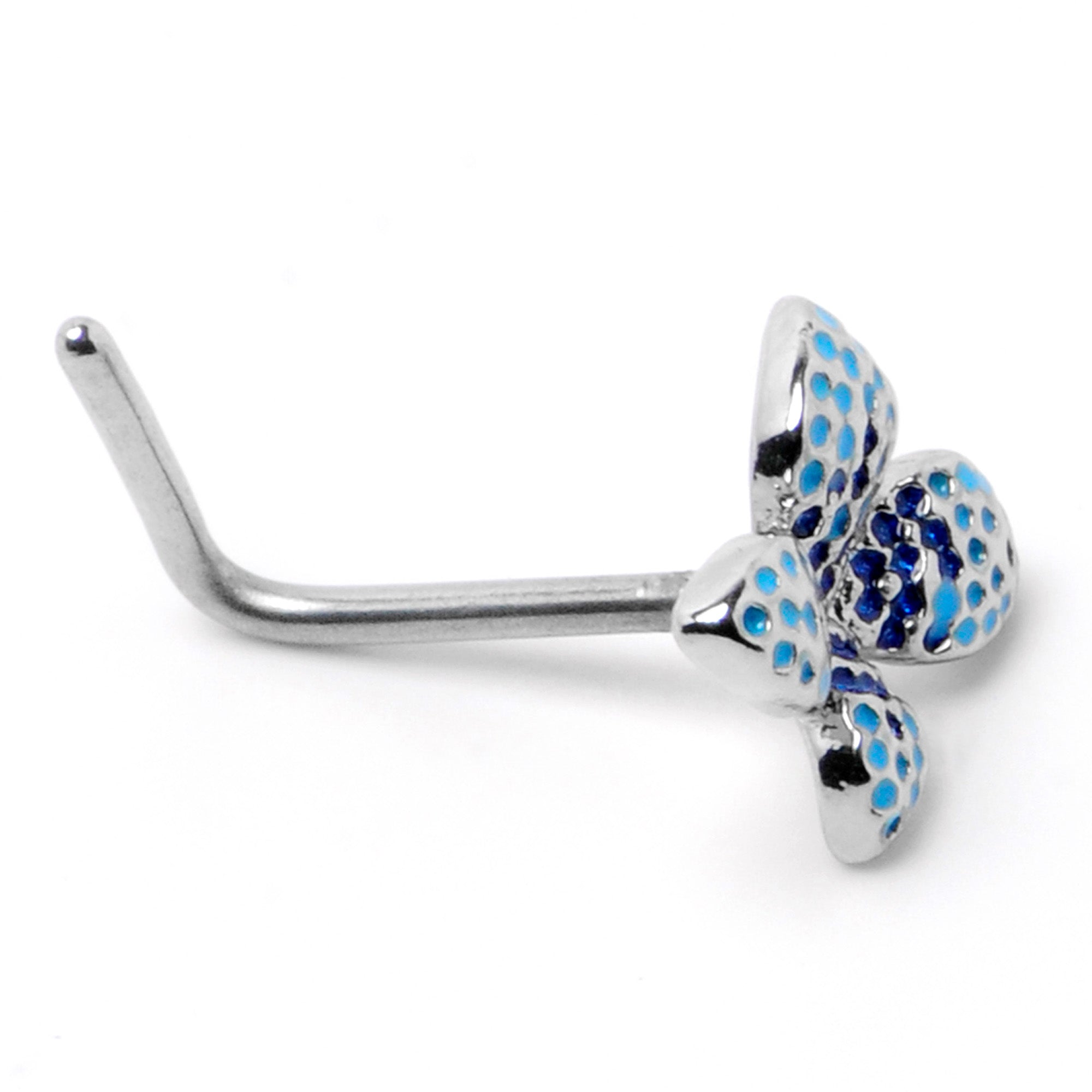 BodyCandy 20G 7mm Glamour Butterfly L Shape Nose Ring — alternative angle