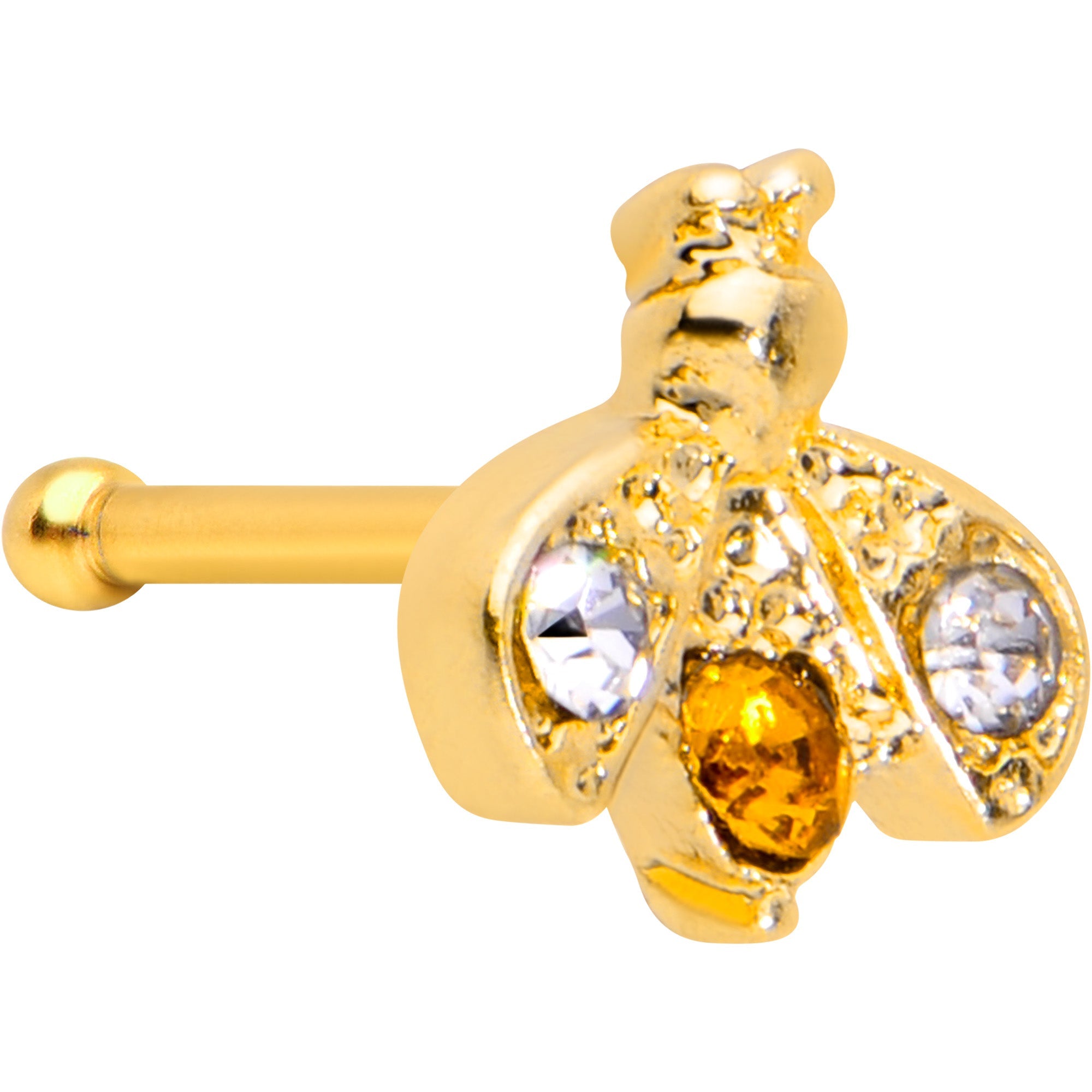 BodyCandy 20G 1/4 Yellow Gem Gold Tone Fashion Bug Nose Bone — main product shot