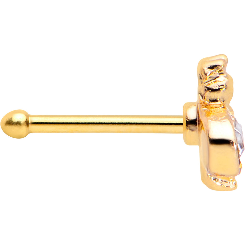 BodyCandy 20G 1/4 Yellow Gem Gold Tone Fashion Bug Nose Bone — detail close-up