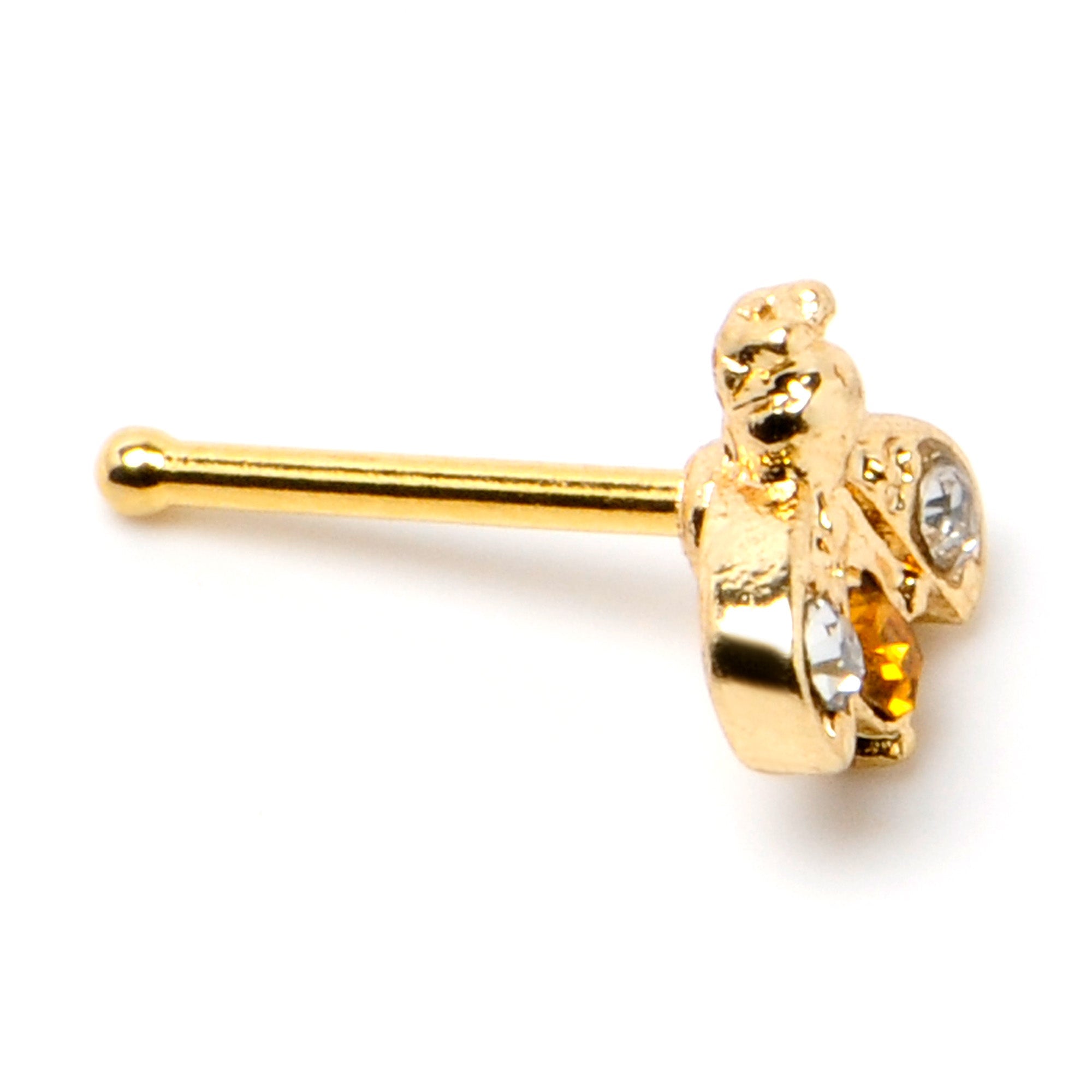 BodyCandy 20G 1/4 Yellow Gem Gold Tone Fashion Bug Nose Bone — alternative angle