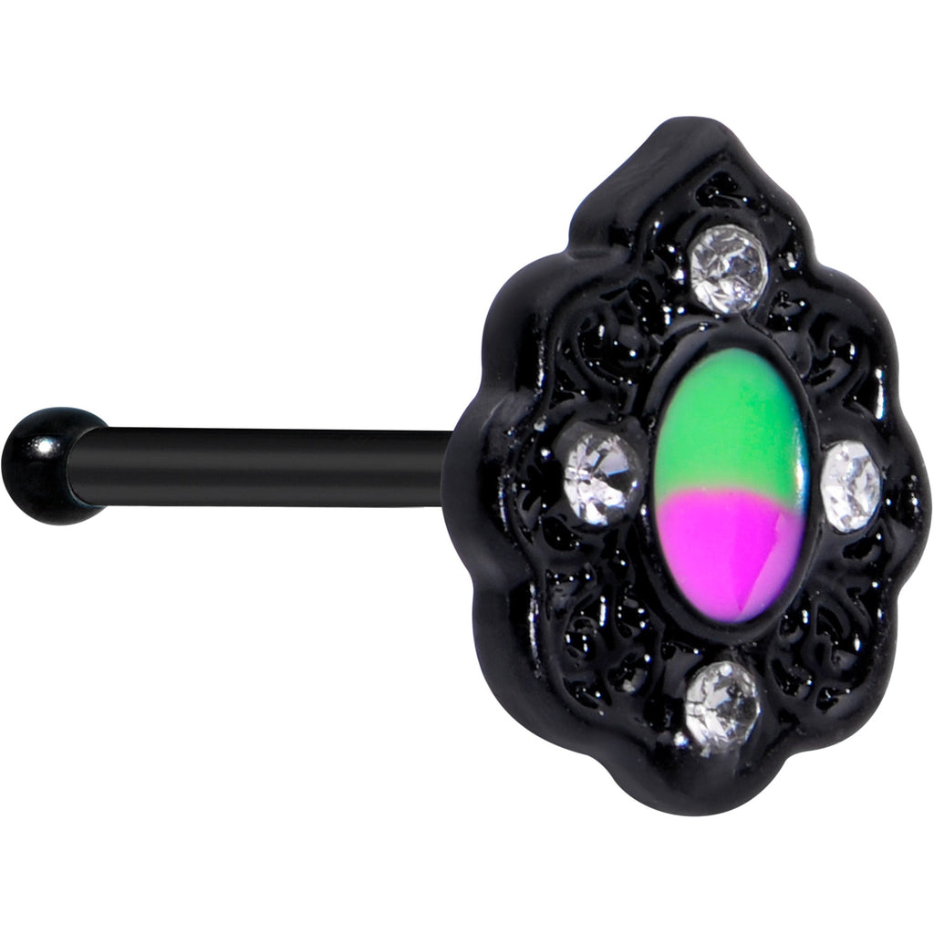 BodyCandy 20G 1/4 Purple Tourmaline Black Lacy Drop Nose Bone — main product shot