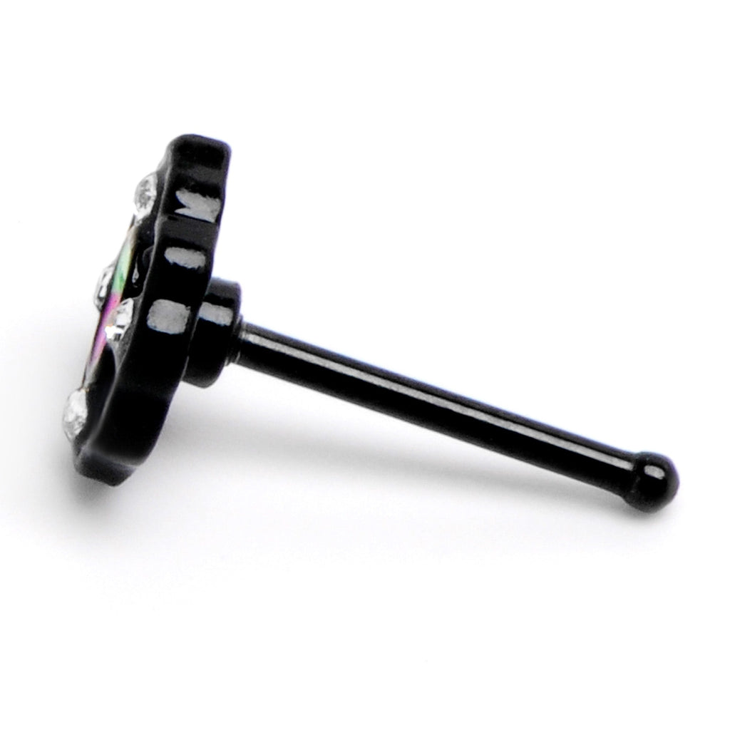 BodyCandy 20G 1/4 Purple Tourmaline Black Lacy Drop Nose Bone — alternative angle