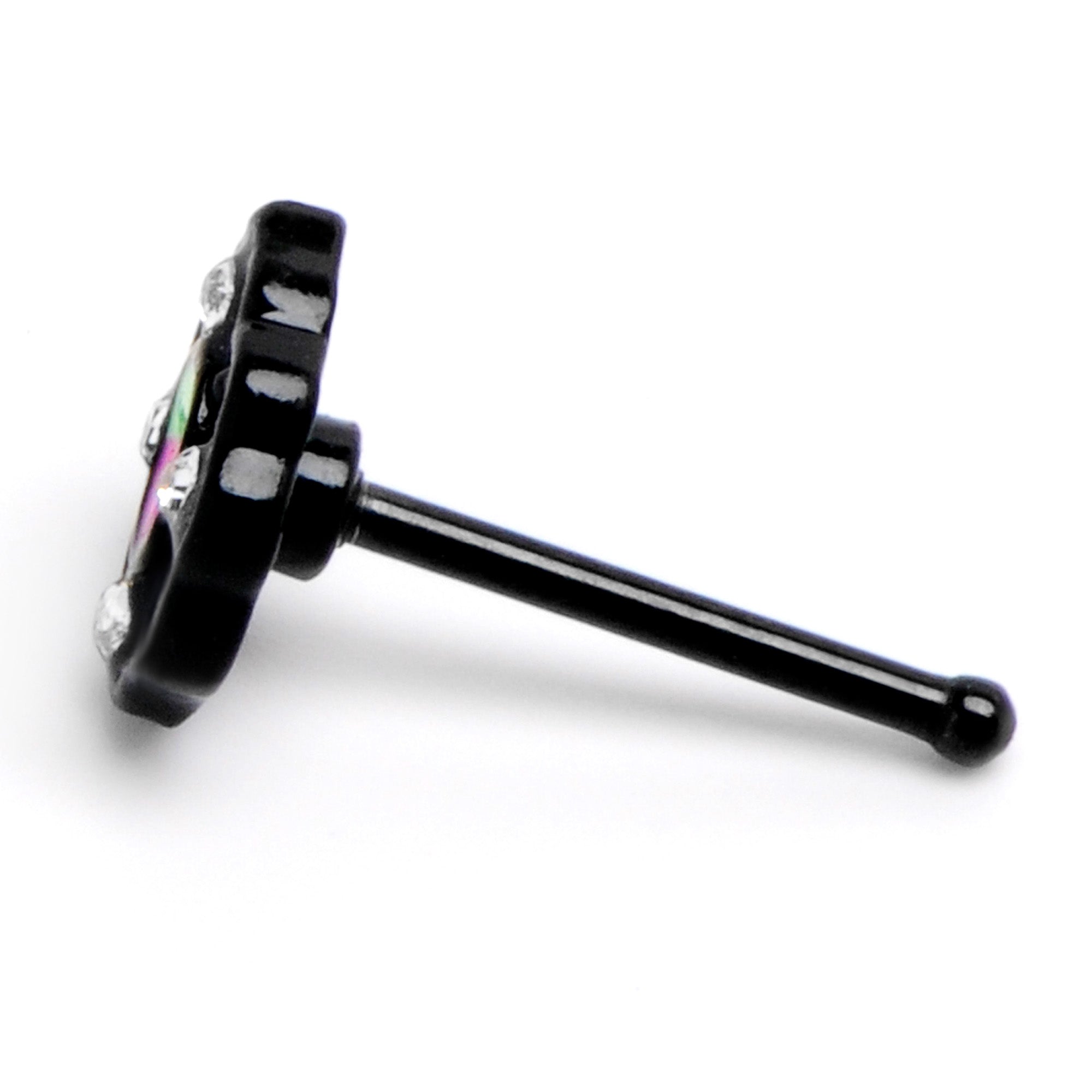 BodyCandy 20G 1/4 Purple Tourmaline Black Lacy Drop Nose Bone — alternative angle