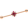 BodyCandy 14G Red Gem Rose Gold Tone Rococo Star Industrial Barbell 38mm — main product shot