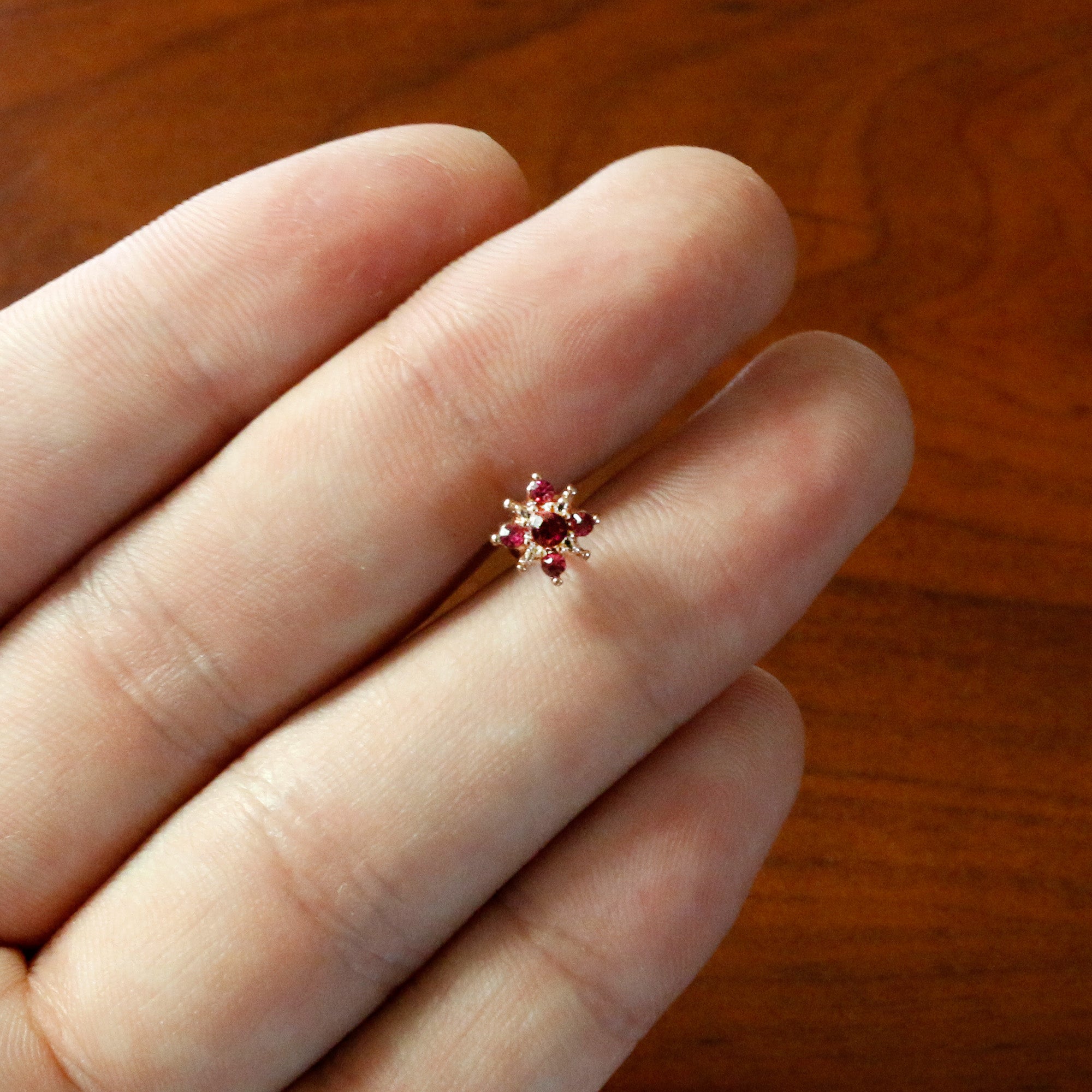 BodyCandy 16G 1/4 Pink Gem Rose Gold Tone Rococo Star Cartilage Tragus — alternative angle