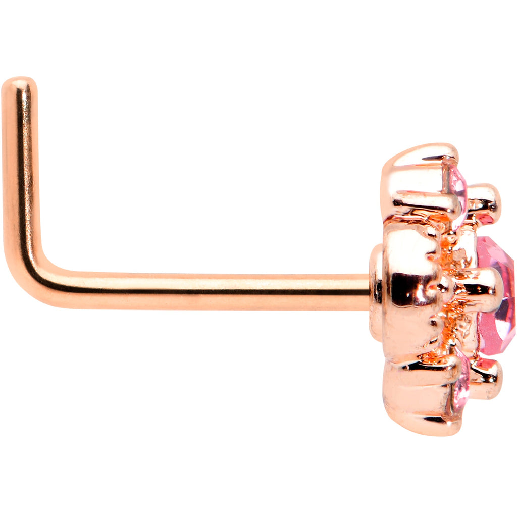 BodyCandy 20G 7mm Pink Gem Rose Gold Tone Rococo Star L Shape Nose Ring — lifestyle context