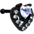 BodyCandy 20G 1/4 Clear Aurora Gem Black Heart Valentines Nose Bone — main product shot
