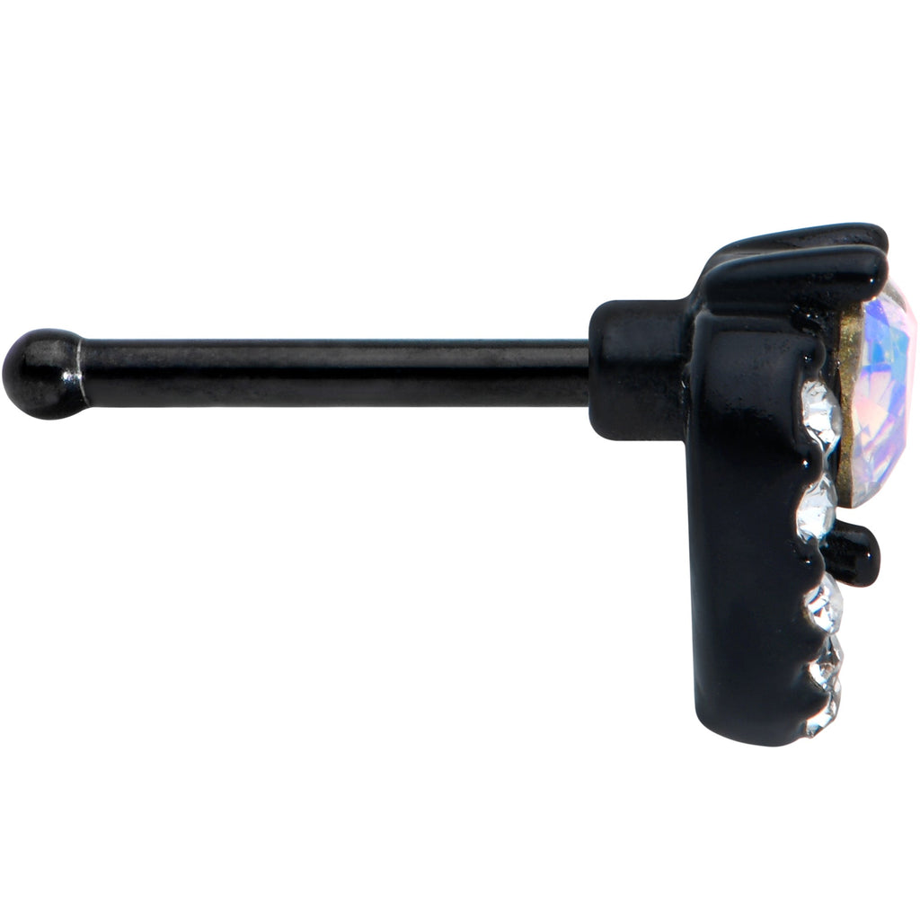 BodyCandy 20G 1/4 Clear Aurora Gem Black Heart Valentines Nose Bone — lifestyle context