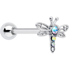 Aurora Gem Ornate Dragonfly Barbell Tongue Ring