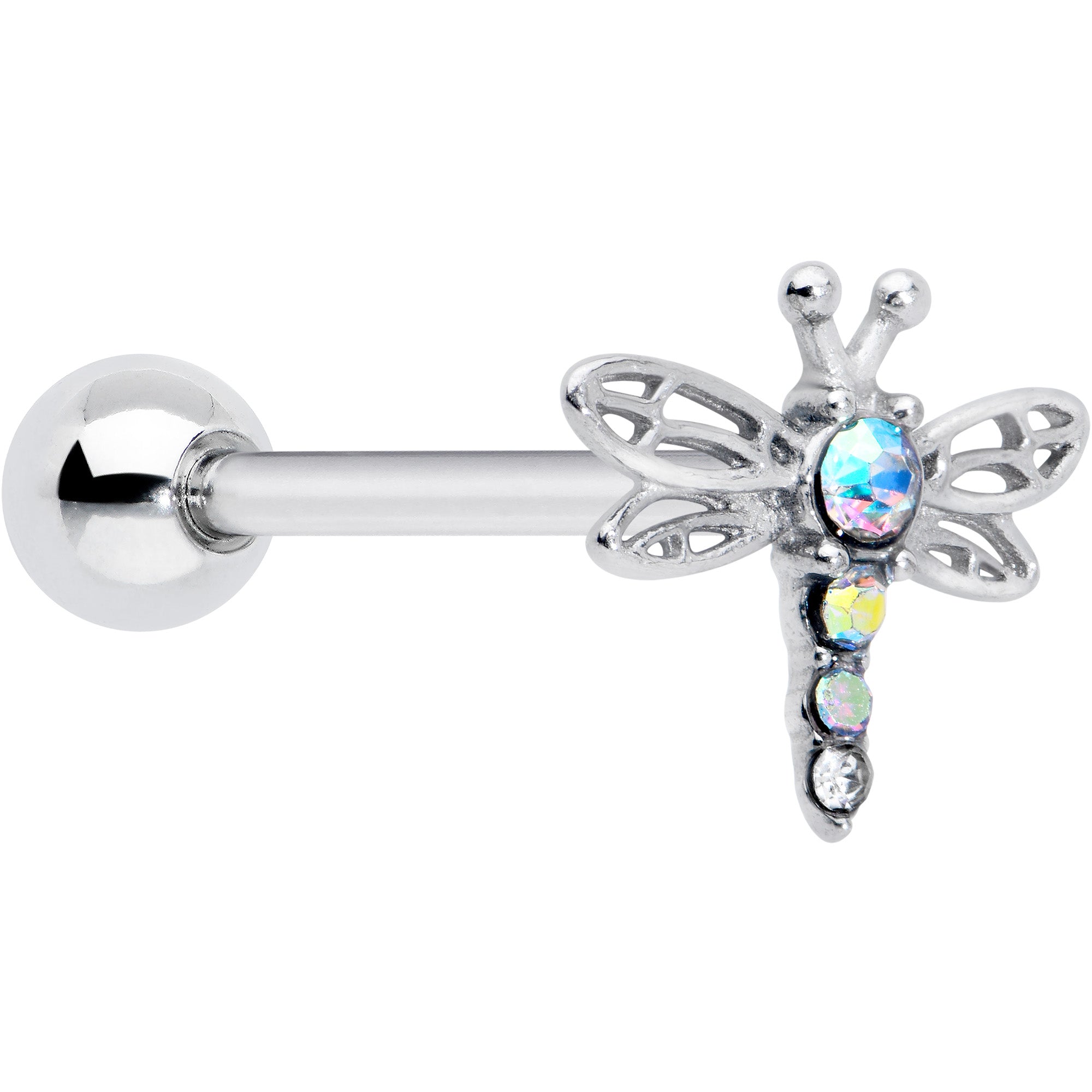 BodyCandy Aurora Gem Ornate Dragonfly Barbell Tongue Ring — main product shot