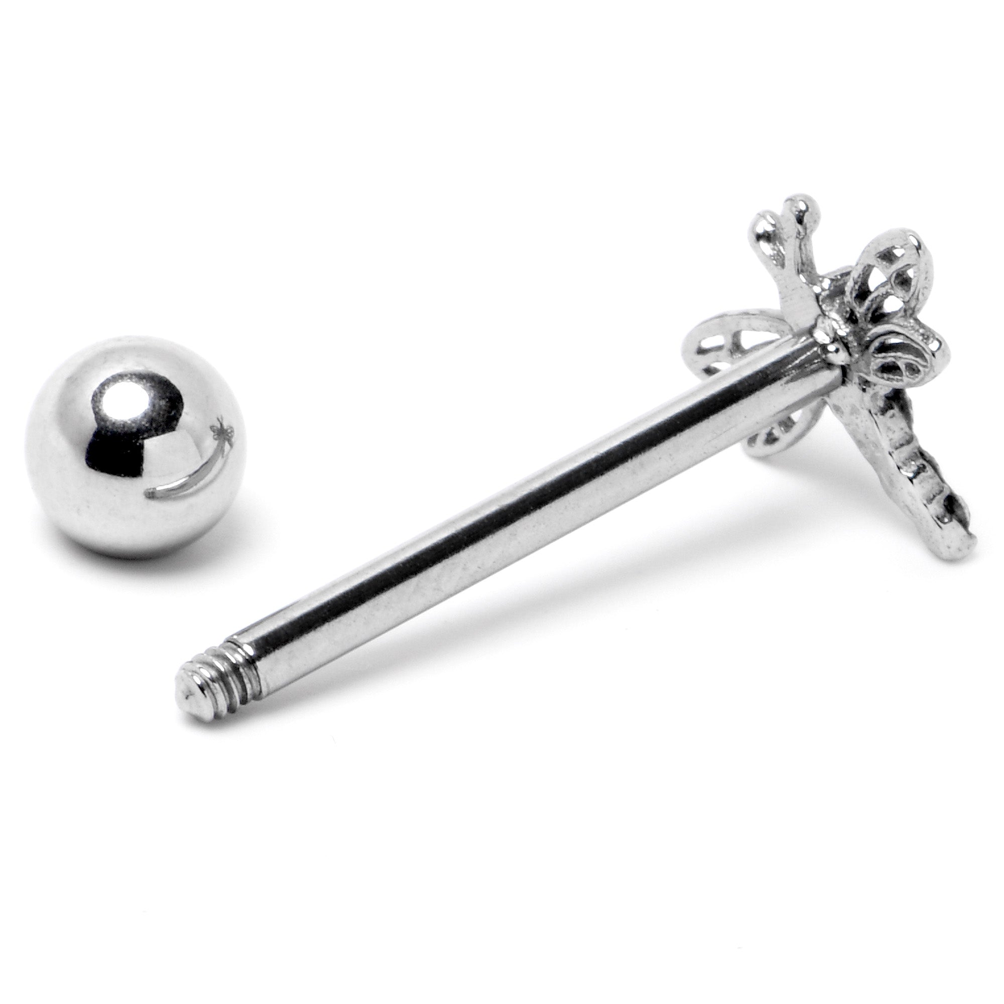 BodyCandy Aurora Gem Ornate Dragonfly Barbell Tongue Ring — alternative angle
