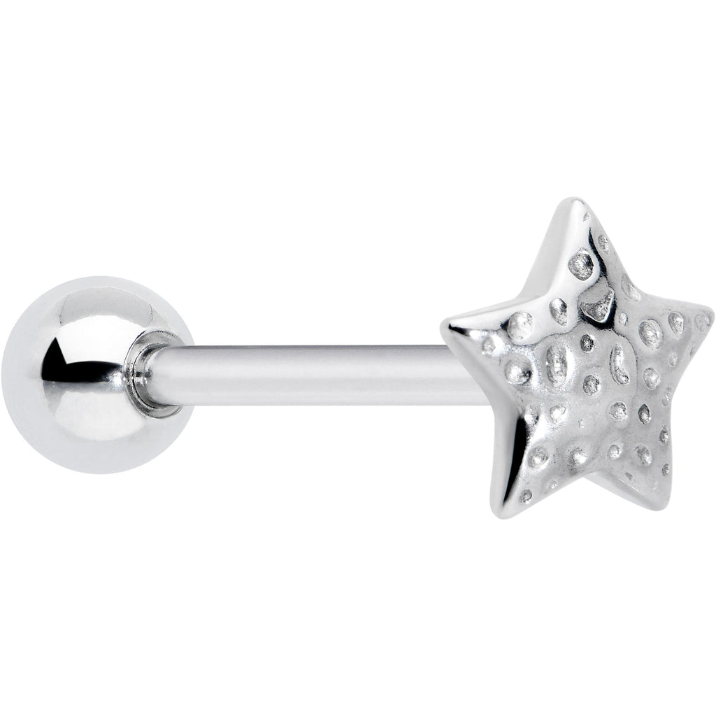 BodyCandy 316L Surgical Steel Texture Star Barbell Tongue Ring — main product shot