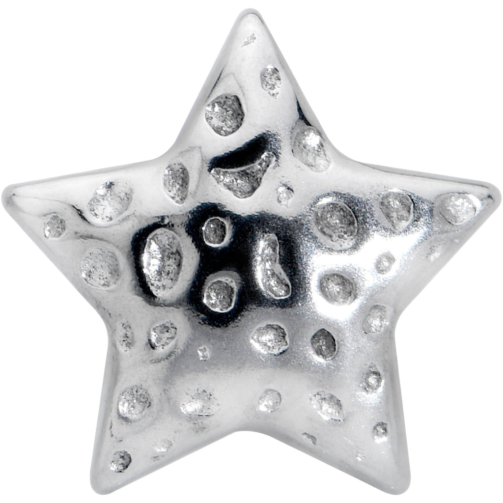 BodyCandy 316L Surgical Steel Texture Star Barbell Tongue Ring — detail close-up