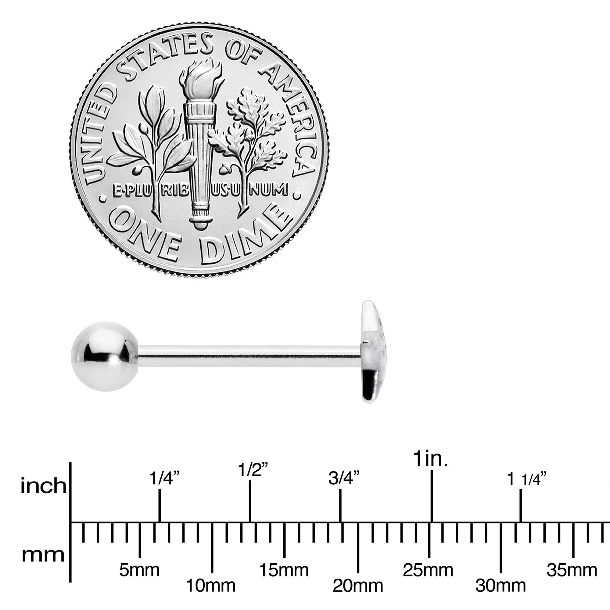 BodyCandy 316L Surgical Steel Texture Star Barbell Tongue Ring — side view