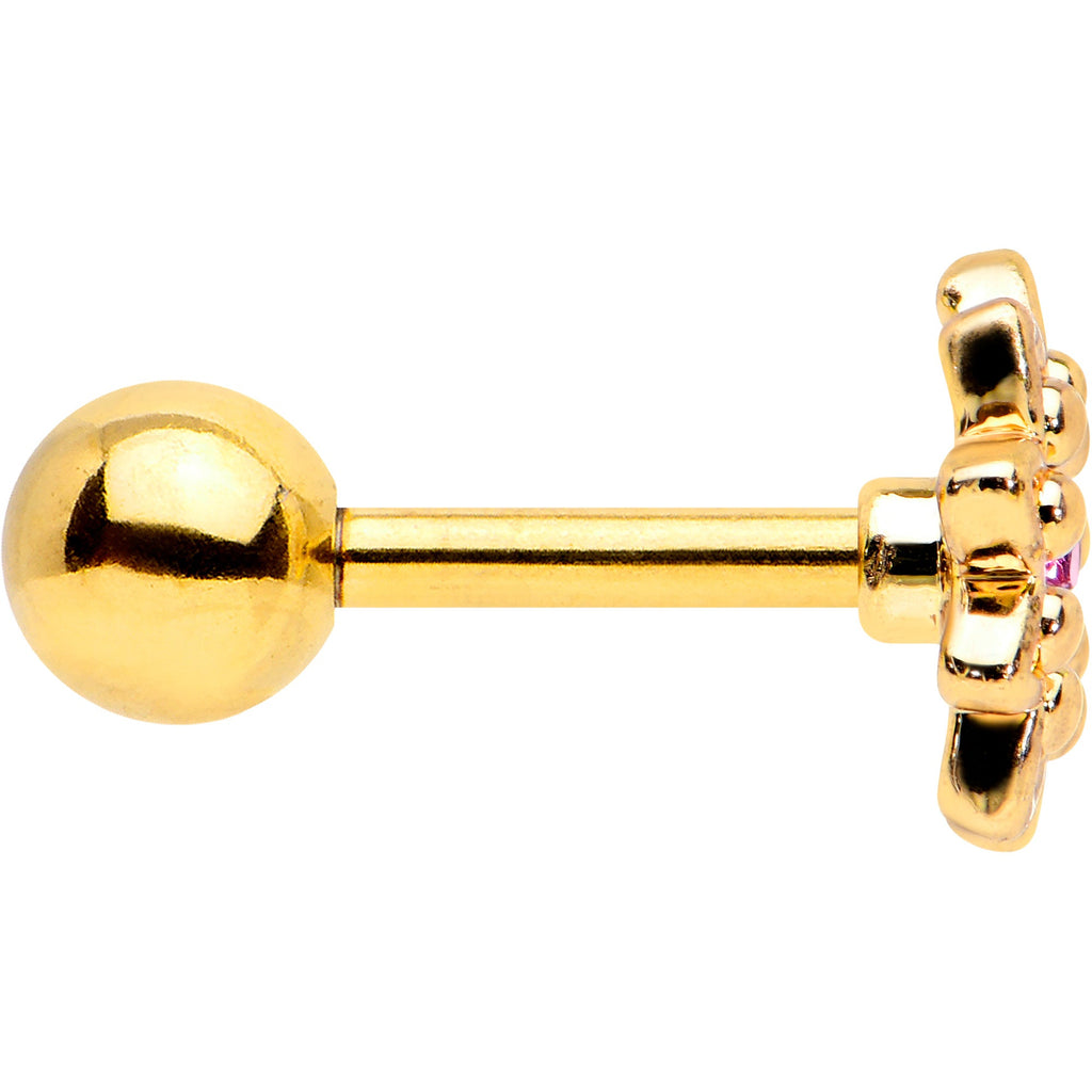 BodyCandy 16G 1/4 Pink Gem Gold Tone Starry Flower Cartilage Tragus Earring — lifestyle context