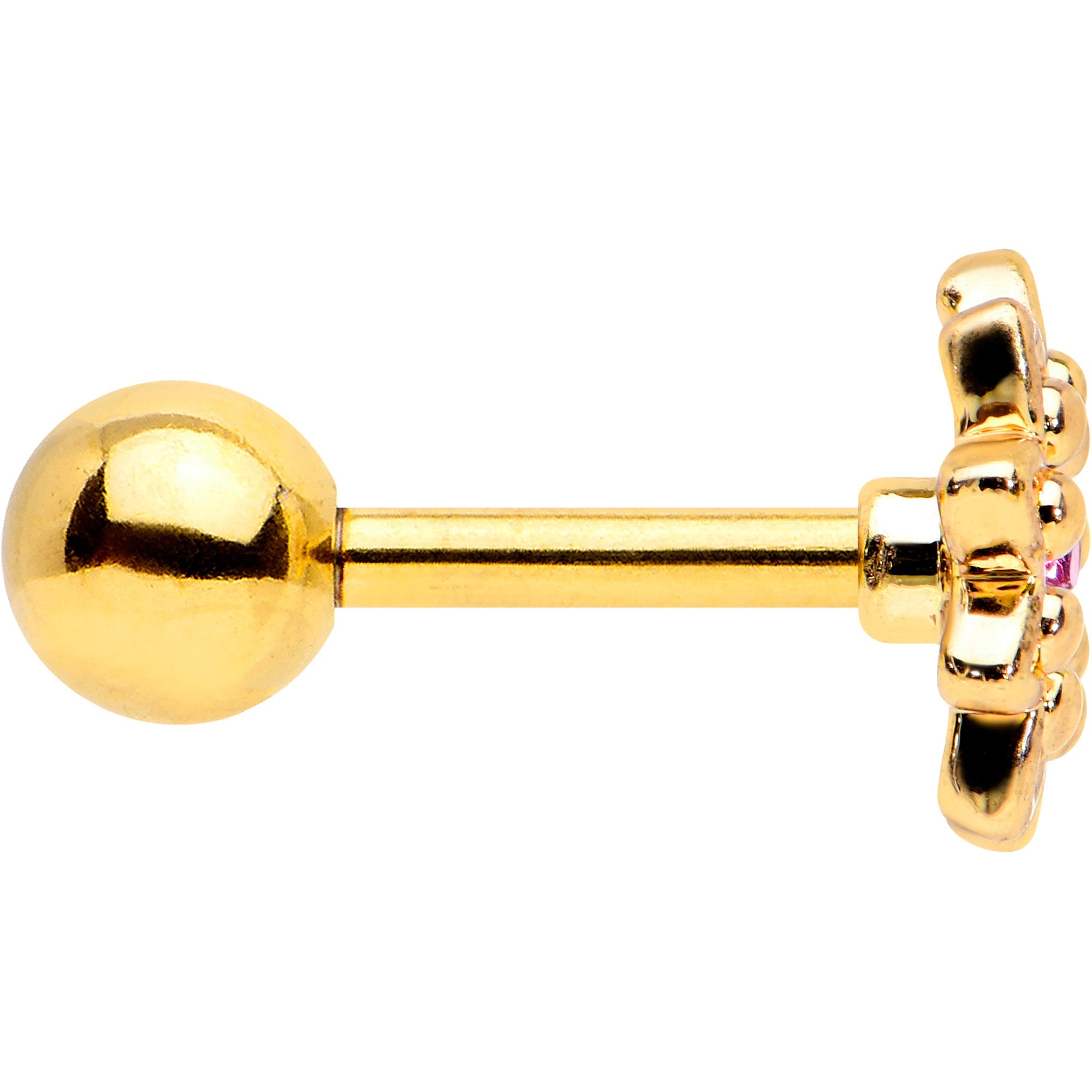 BodyCandy 16G 1/4 Pink Gem Gold Tone Starry Flower Cartilage Tragus Earring — lifestyle context