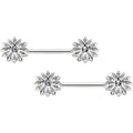 BodyCandy 14G 9/16 Clear Gem Rococo Starry Flower Barbell Nipple Ring Set — main product shot