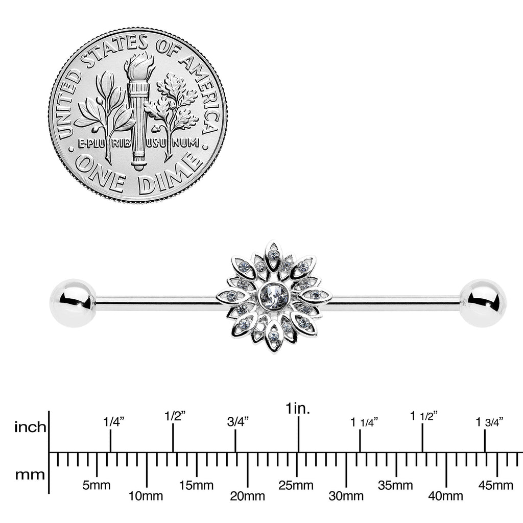 BodyCandy 14G Clear Gem Starry Flower Industrial Barbell 38mm — lifestyle context