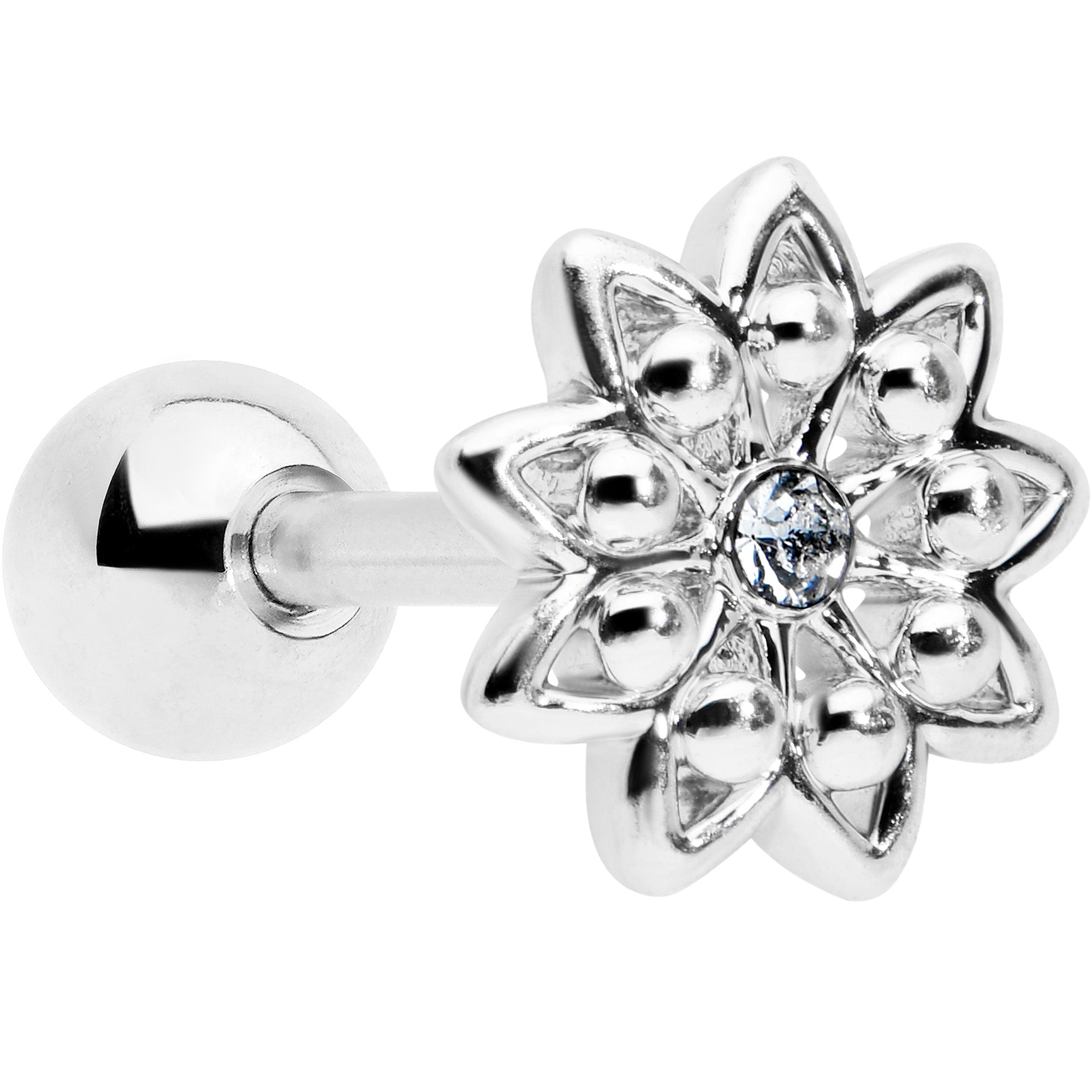 BodyCandy 16G 1/4 Clear Gem Starry Flower Cartilage Tragus Earring — main product shot