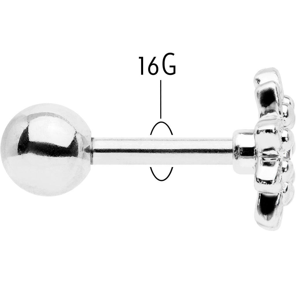 BodyCandy 16G 1/4 Clear Gem Starry Flower Cartilage Tragus Earring — back view