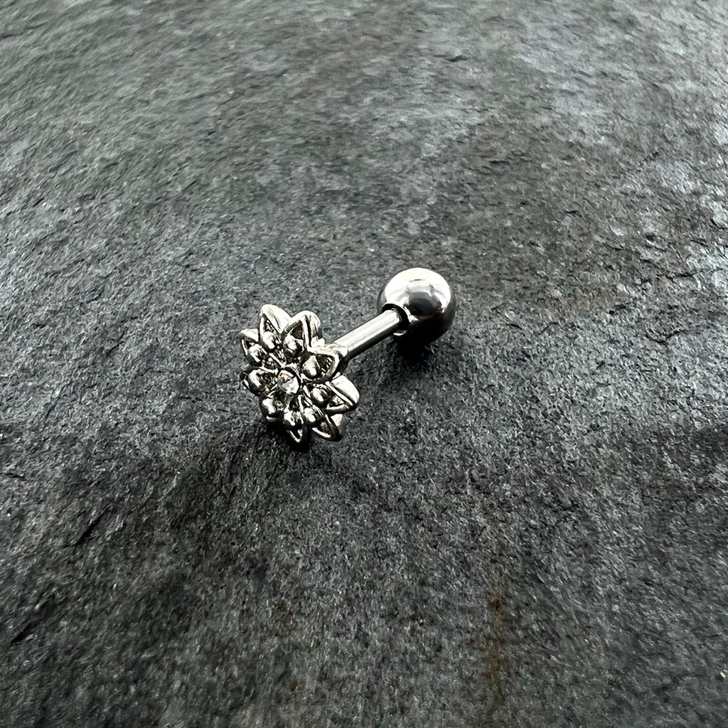 BodyCandy 16G 1/4 Clear Gem Starry Flower Cartilage Tragus Earring — alternative angle