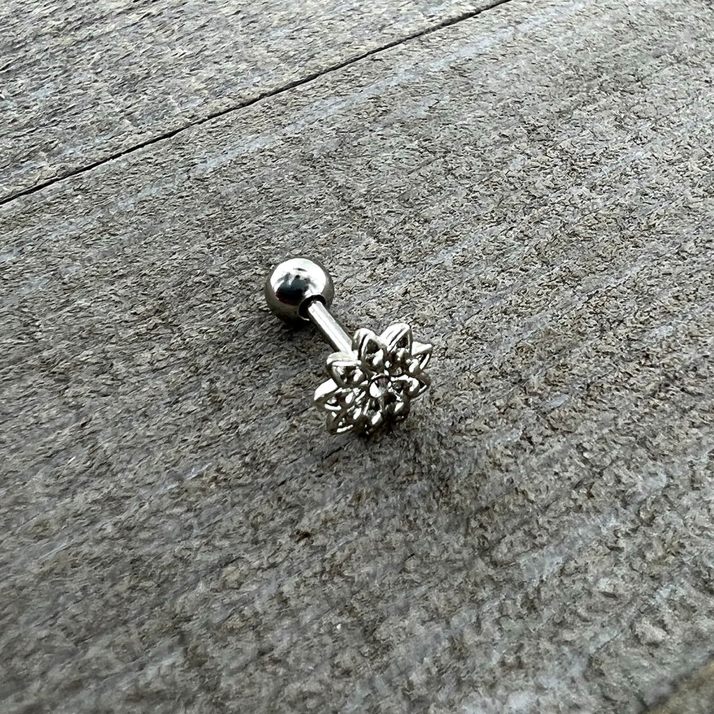 BodyCandy 16G 1/4 Clear Gem Starry Flower Cartilage Tragus Earring — in-use photo