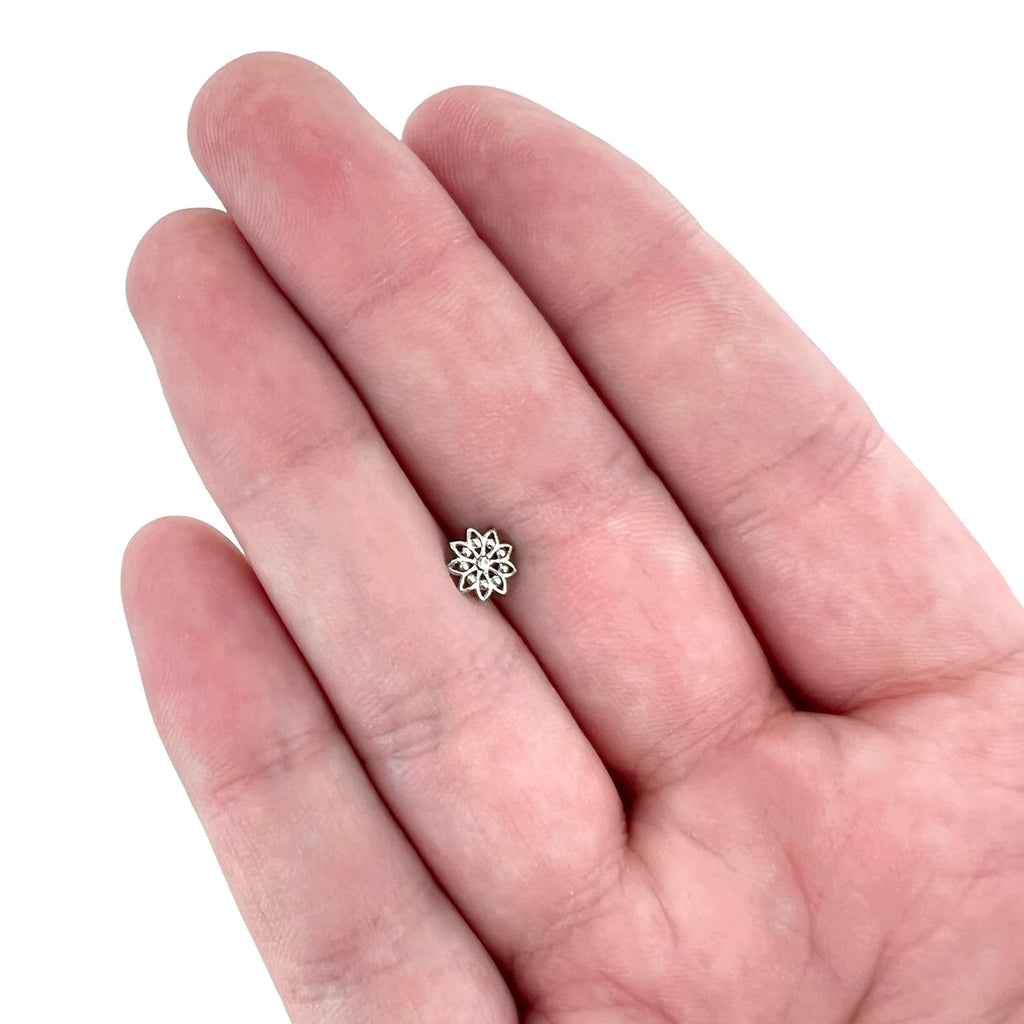 BodyCandy 16G 1/4 Clear Gem Starry Flower Cartilage Tragus Earring — size reference