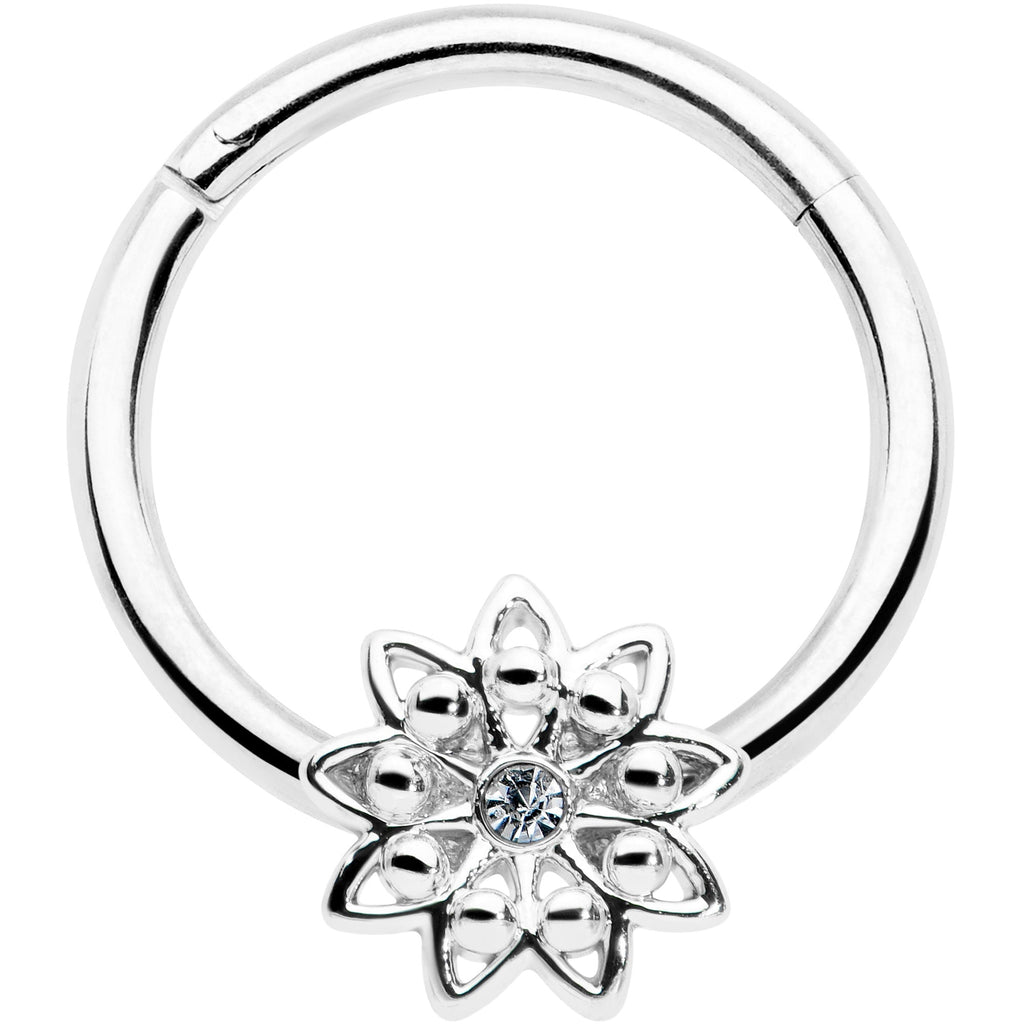 BodyCandy 16G 3/8 Clear Gem Starry Flower Hinged Segment Ring — main product shot
