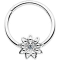 BodyCandy 16G 3/8 Clear Gem Starry Flower Hinged Segment Ring — main product shot