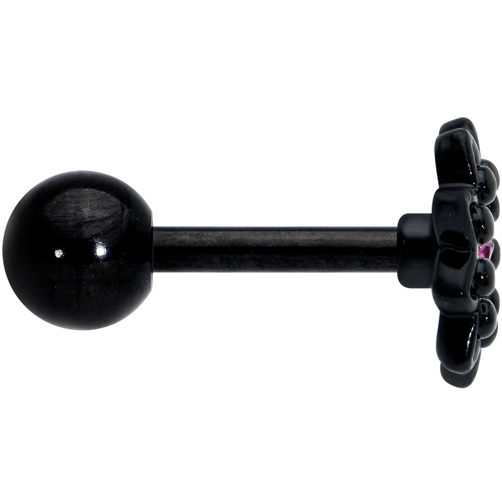 BodyCandy 16G 1/4 Pink Gem Black Midnight Flower Cartilage Tragus Earring — lifestyle context