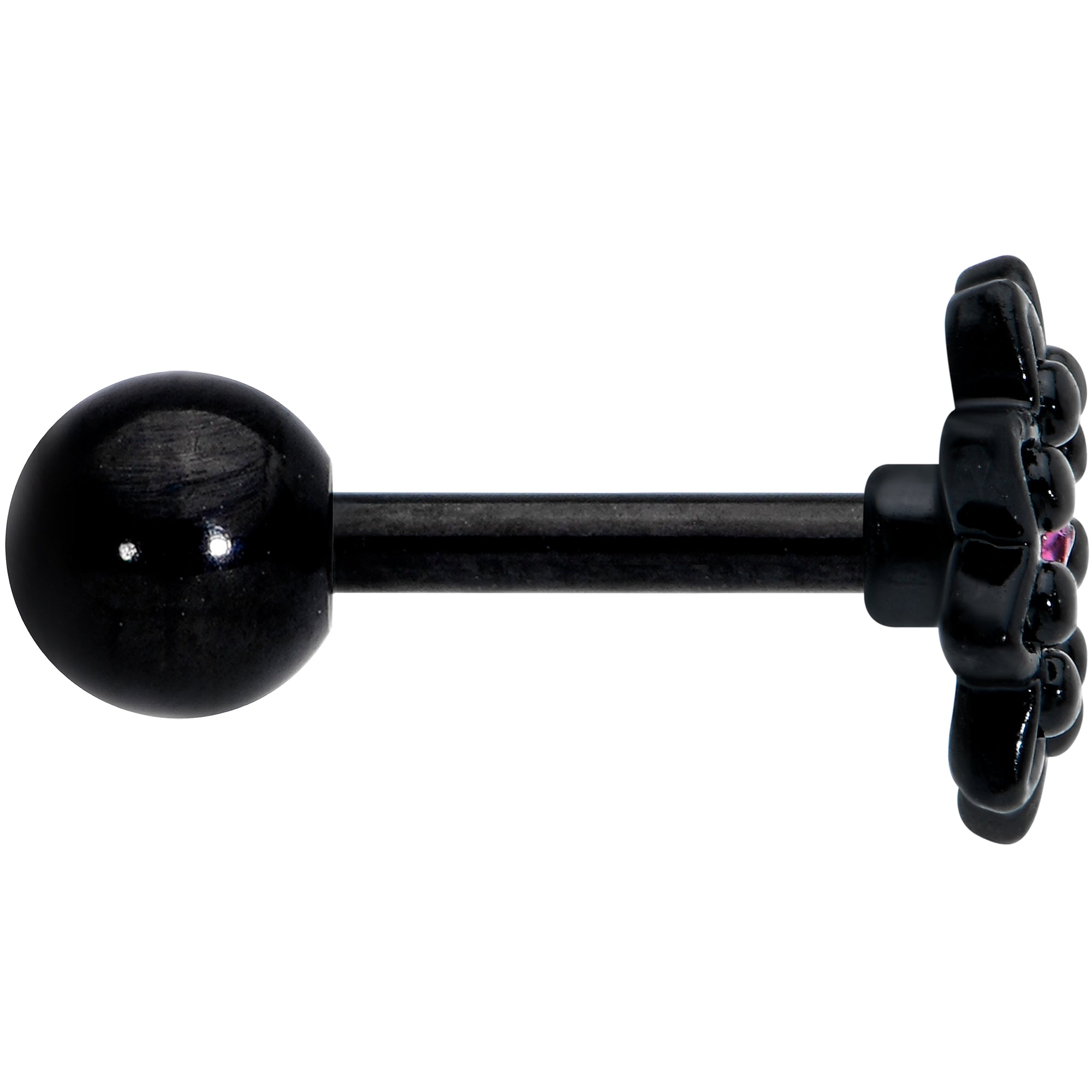 BodyCandy 16G 1/4 Pink Gem Black Midnight Flower Cartilage Tragus Earring — lifestyle context