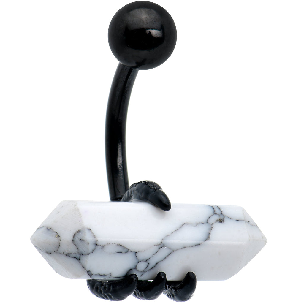BodyCandy White Howlite Stone Black Claw Belly Ring — main product shot