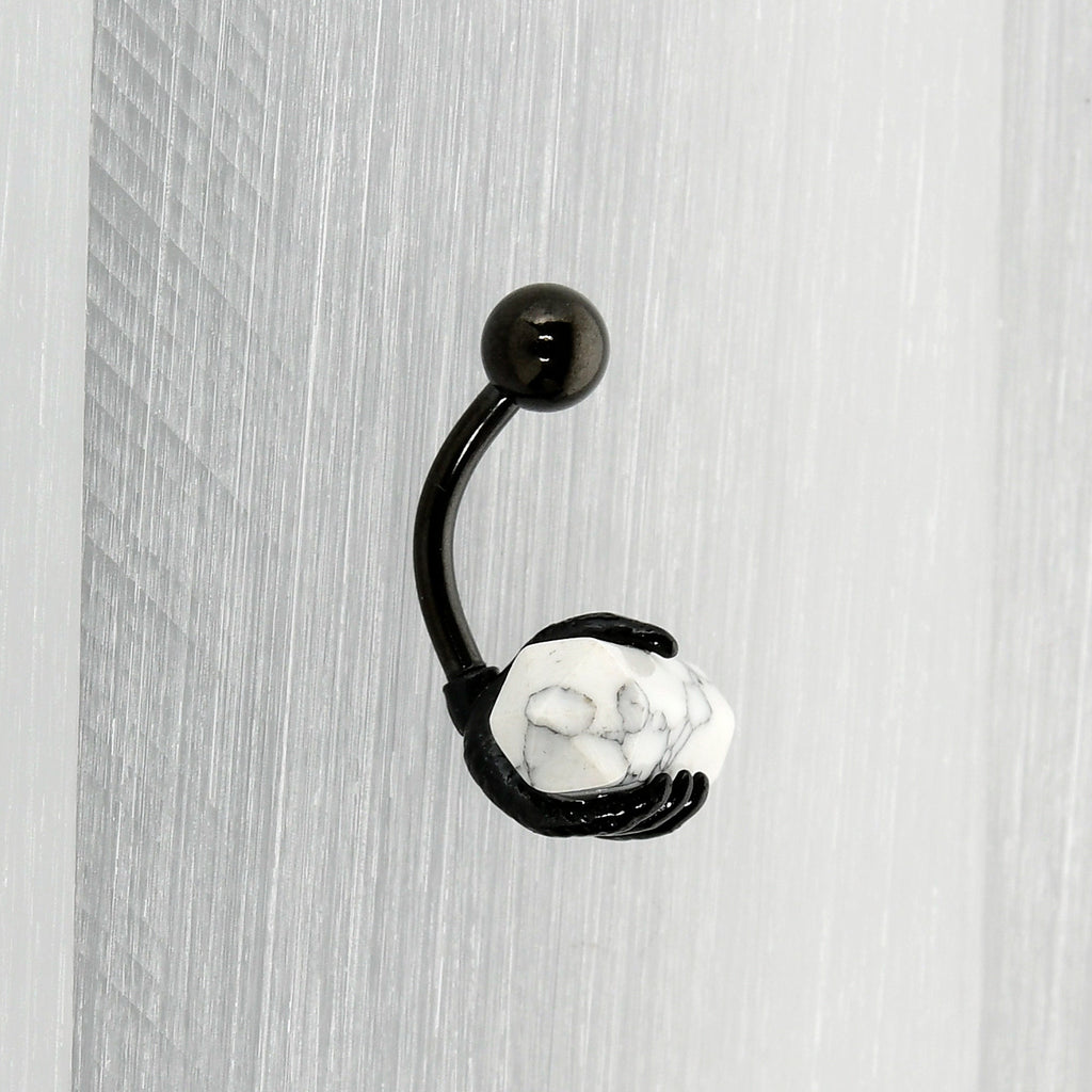 BodyCandy White Howlite Stone Black Claw Belly Ring — comparison shot