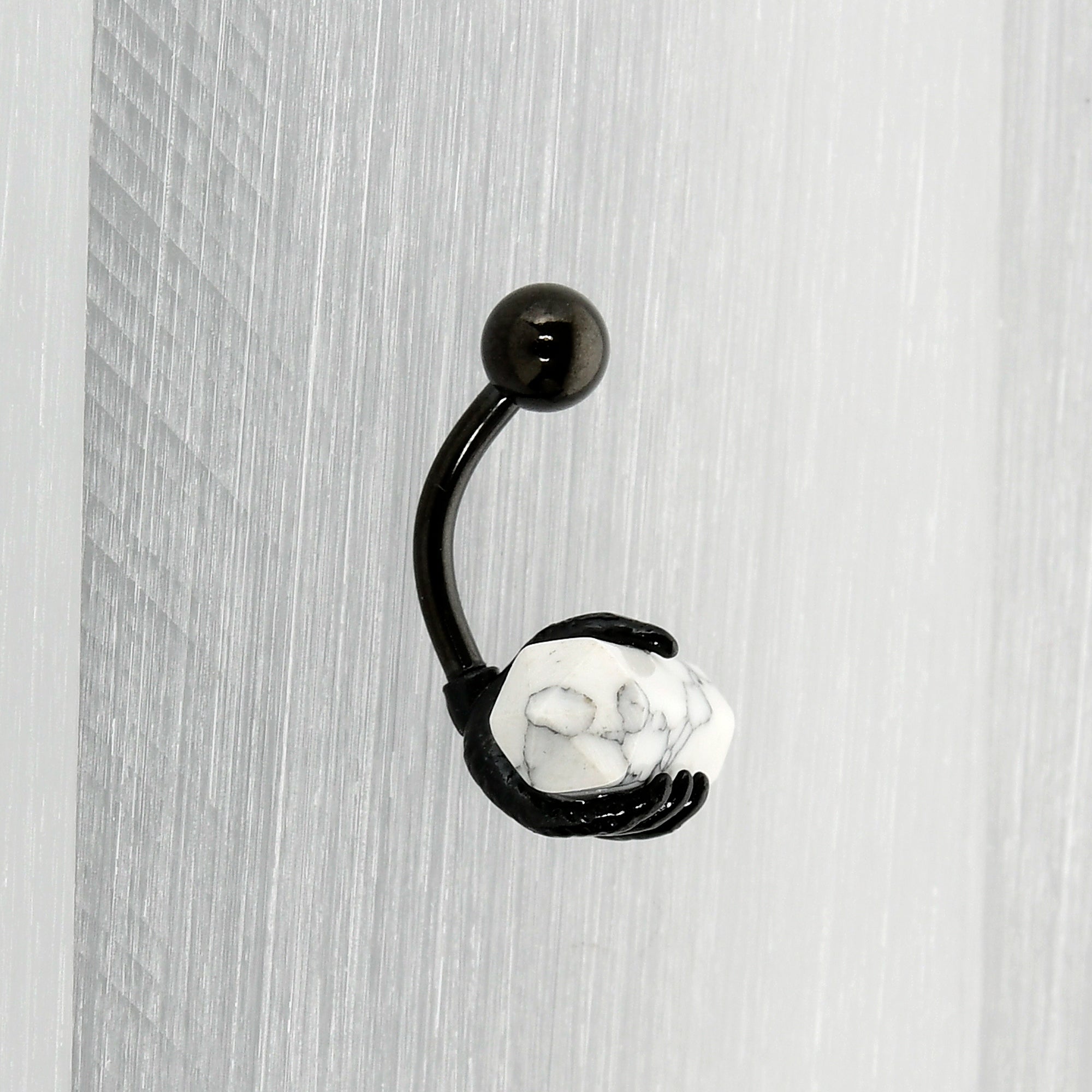 BodyCandy White Howlite Stone Black Claw Belly Ring — comparison shot