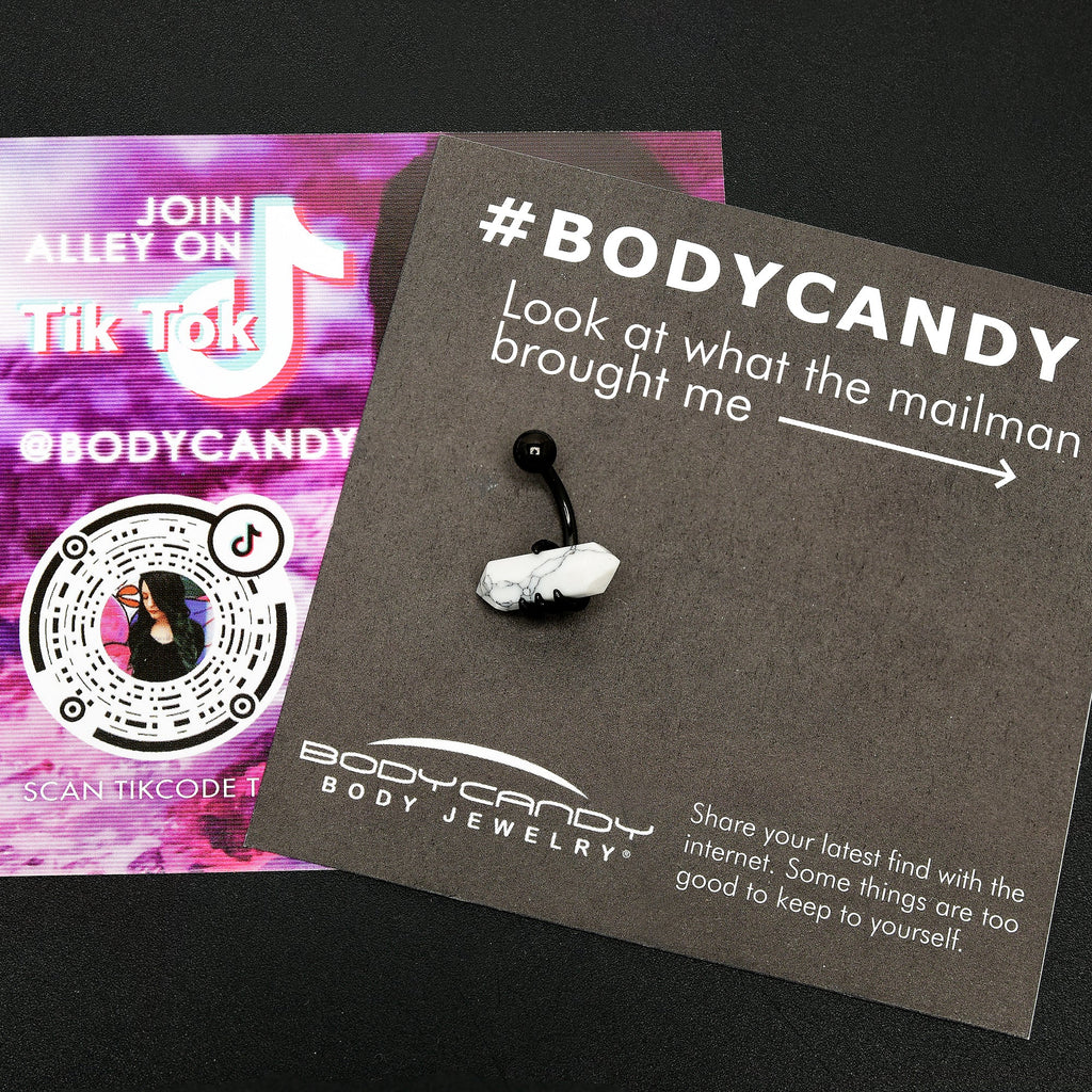 BodyCandy White Howlite Stone Black Claw Belly Ring — alternative angle