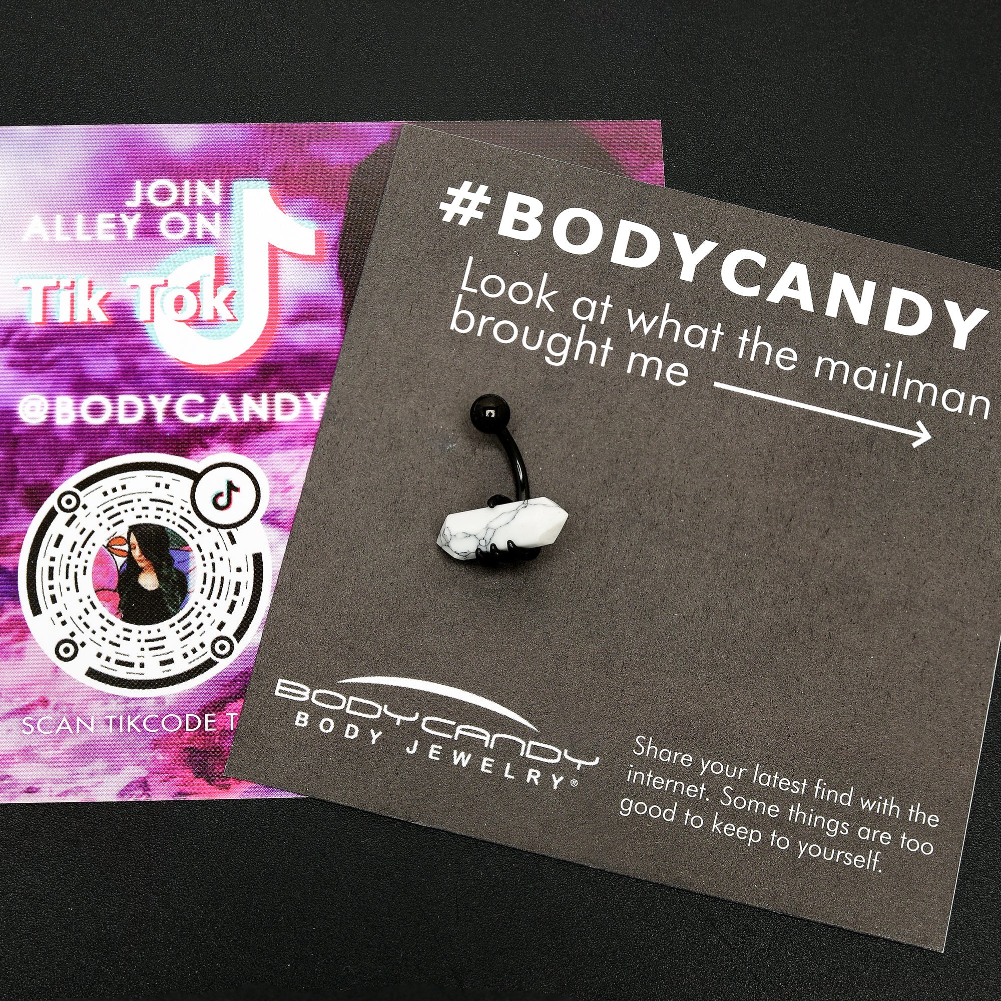 BodyCandy White Howlite Stone Black Claw Belly Ring — alternative angle