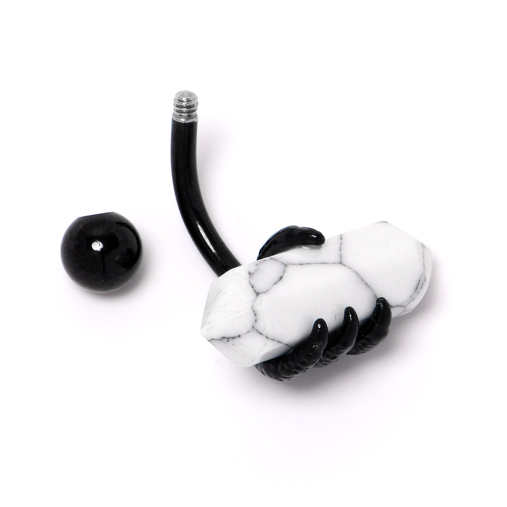 BodyCandy White Howlite Stone Black Claw Belly Ring — lifestyle context