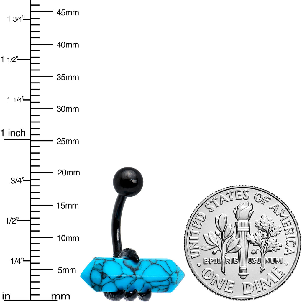 BodyCandy Blue Turquoise Stone Black Claw Belly Ring — lifestyle context