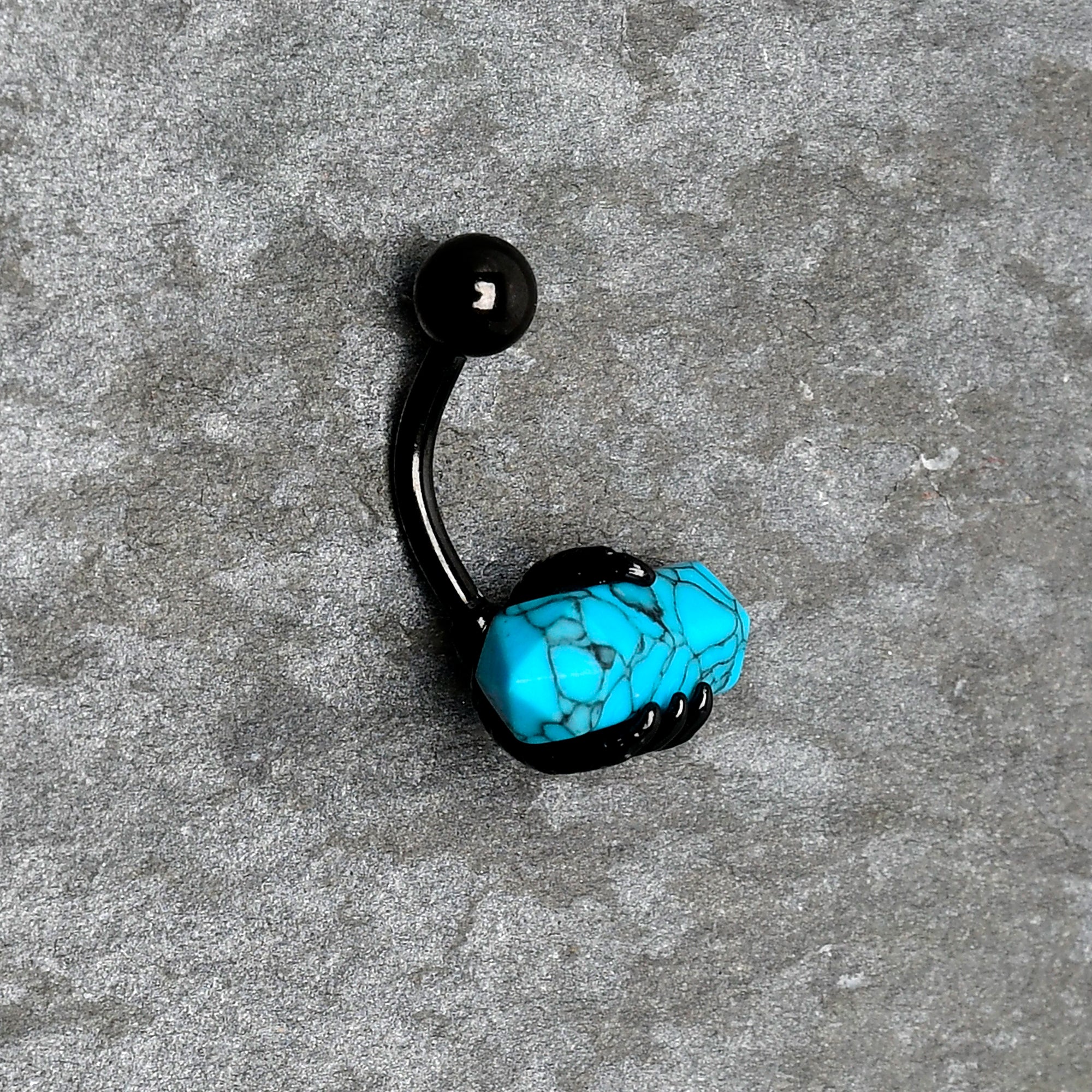 BodyCandy Blue Turquoise Stone Black Claw Belly Ring — packaging