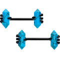 BodyCandy 14G 9/16 Blue Turquoise Black Claw Barbell Nipple Ring Set — main product shot