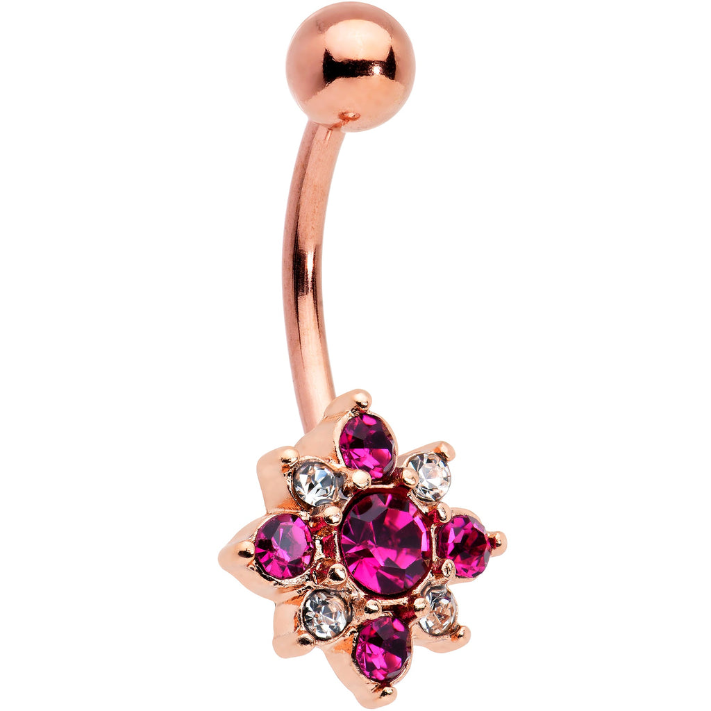 BodyCandy Pink Clear Gem Rose Gold Tone Rococo Star Belly Ring — main product shot