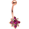 BodyCandy Pink Clear Gem Rose Gold Tone Rococo Star Belly Ring — main product shot
