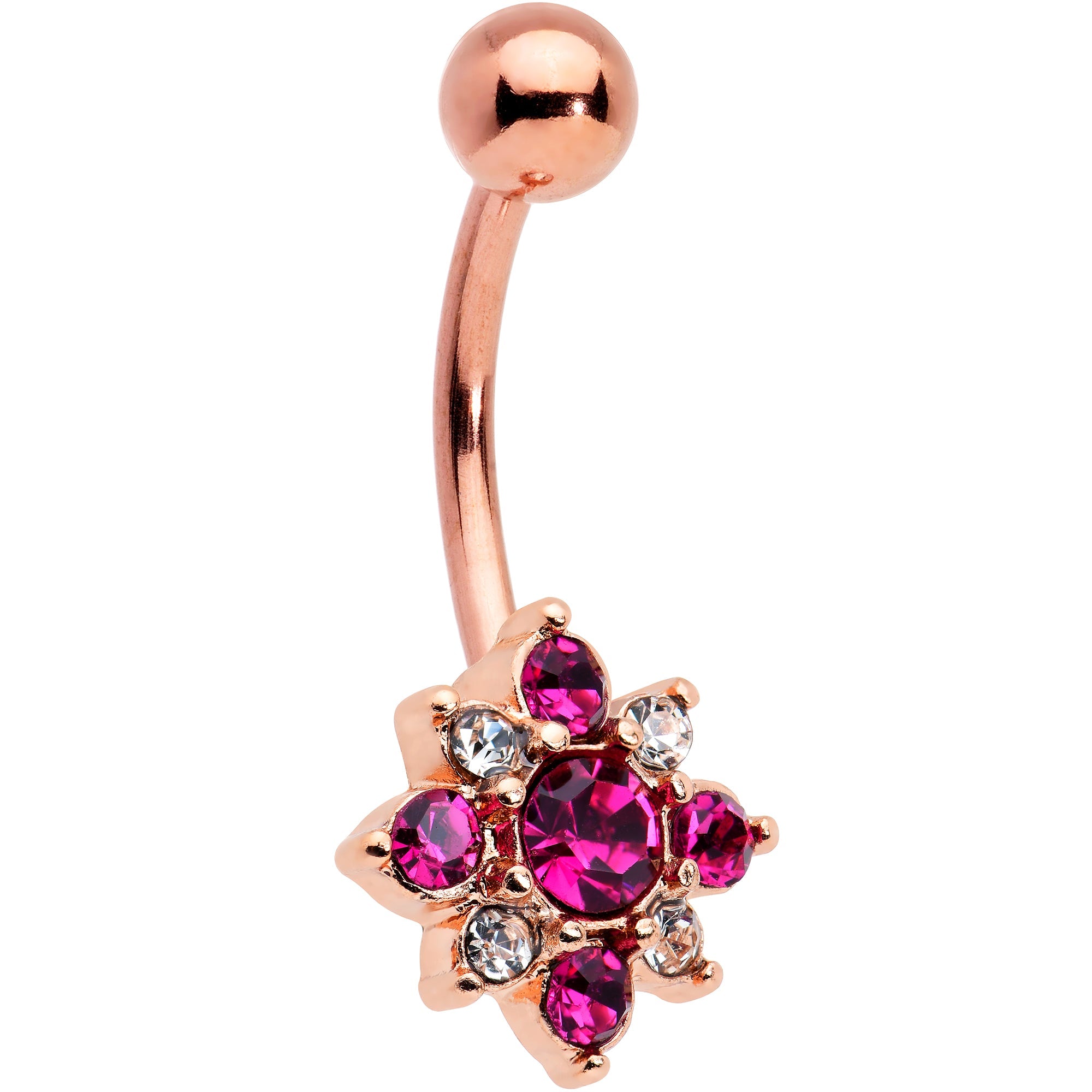 BodyCandy Pink Clear Gem Rose Gold Tone Rococo Star Belly Ring — main product shot