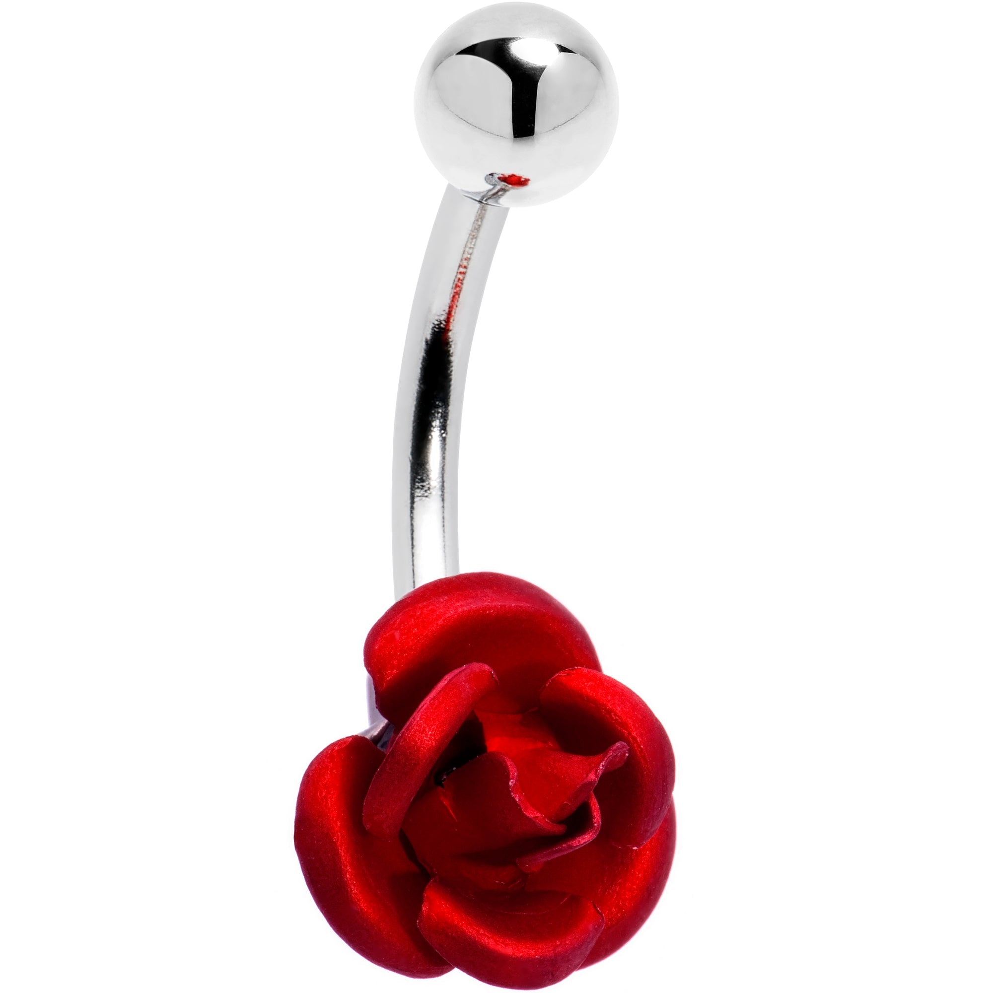BodyCandy Single Flower Red Rose Belly Button Ring — main product shot
