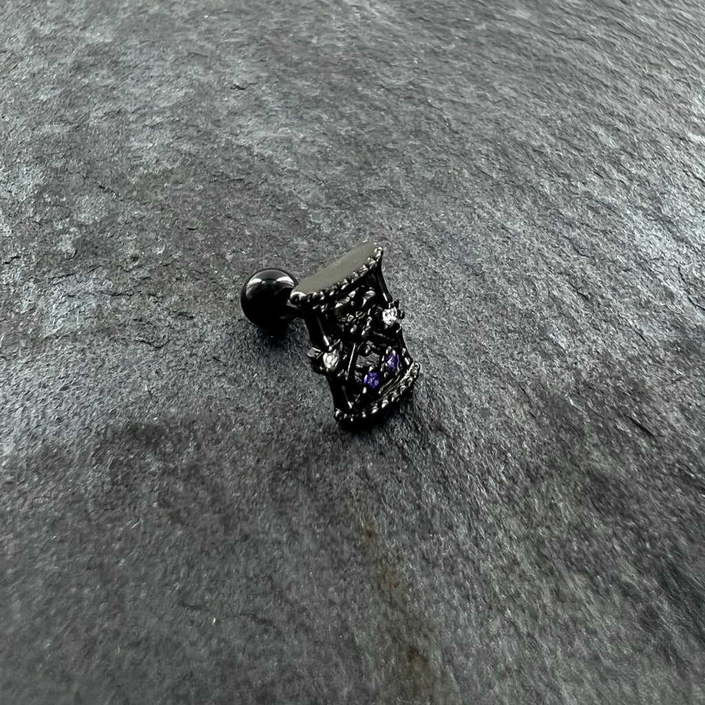 BodyCandy 16G 1/4 Purple Gem Black Gothic Hourglass Cartilage Tragus Earring — alternative angle