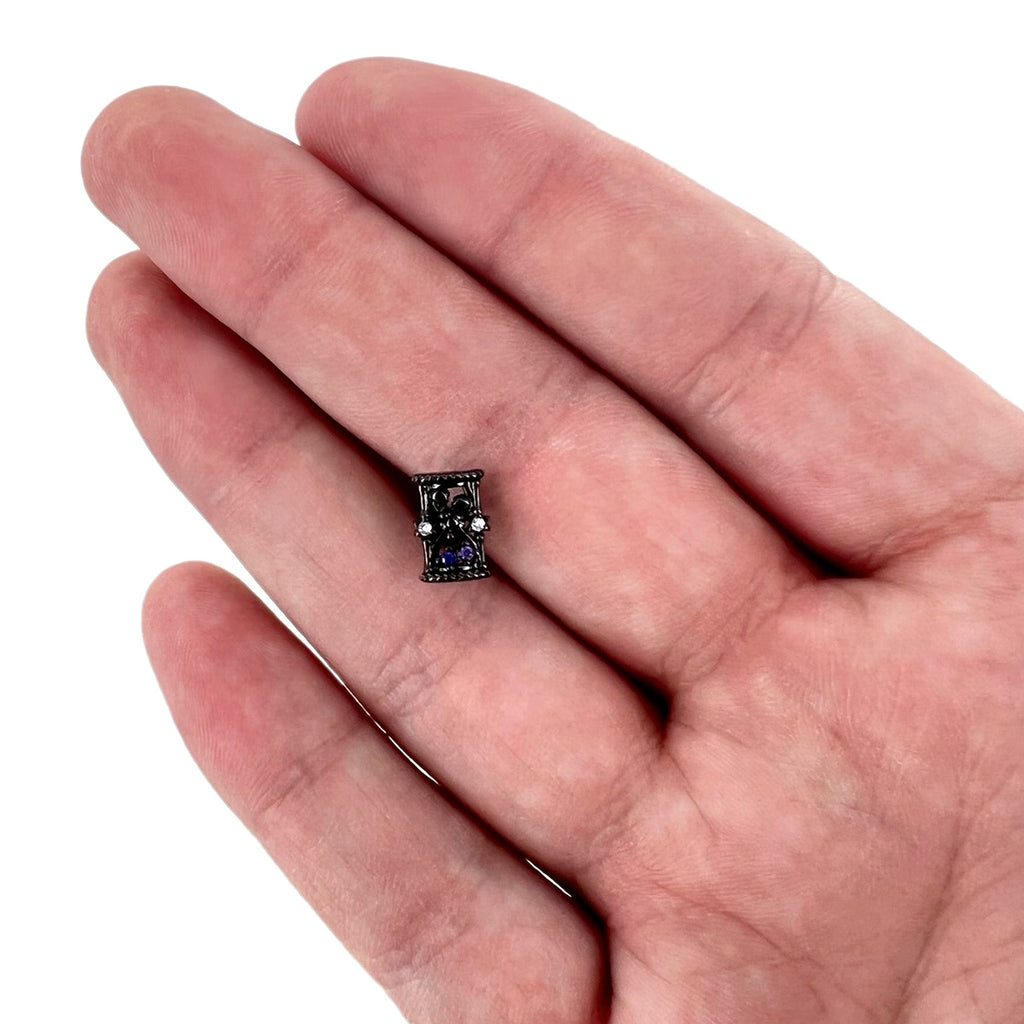 BodyCandy 16G 1/4 Purple Gem Black Gothic Hourglass Cartilage Tragus Earring — size reference