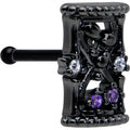 BodyCandy 20G 1/4 Purple Clear Gem Black Gothic Hourglass Nose Bone — main product shot