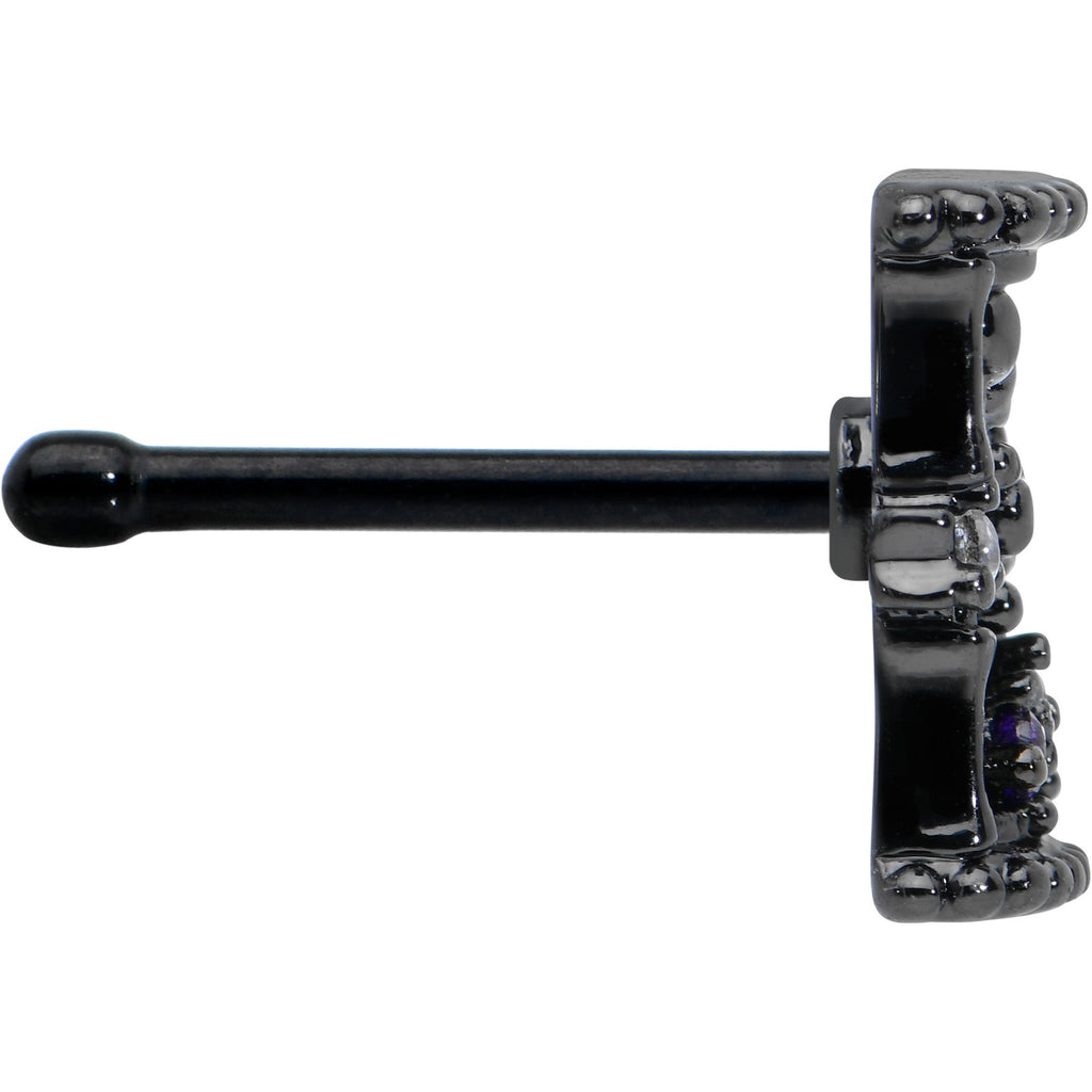 BodyCandy 20G 1/4 Purple Clear Gem Black Gothic Hourglass Nose Bone — lifestyle context