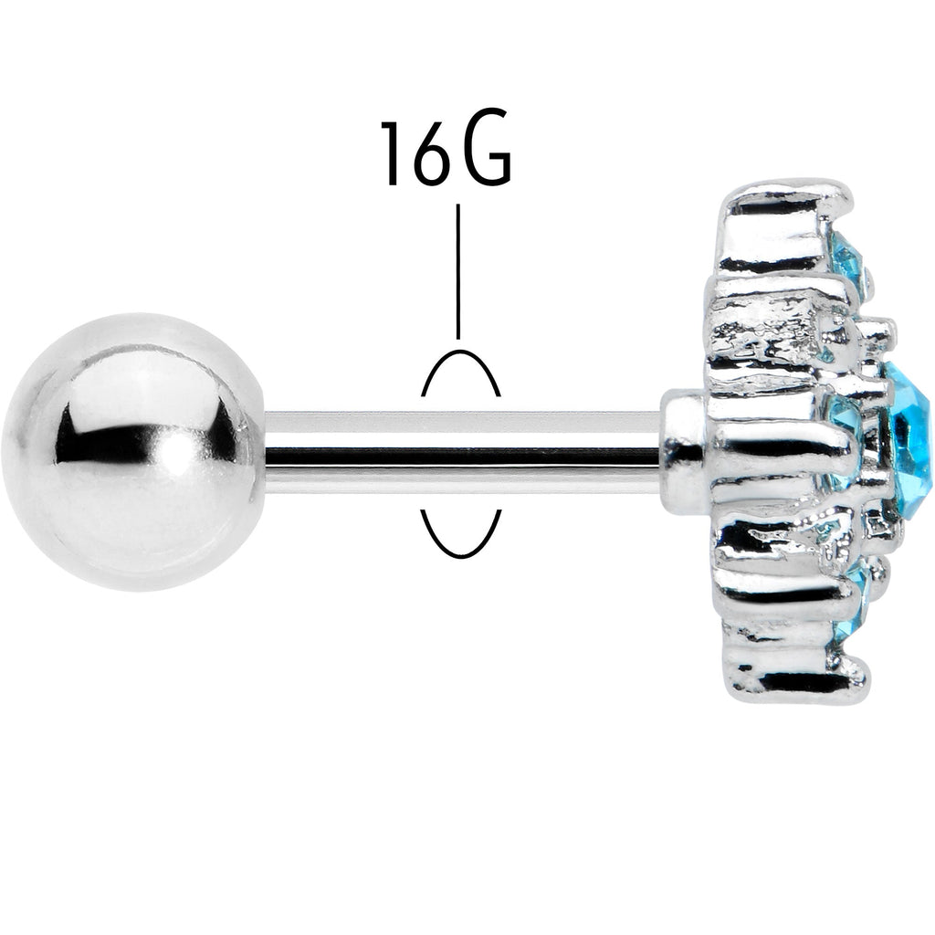 BodyCandy 16G 1/4 Blue Gem Stylish Snowflake Cartilage Tragus Earring — back view