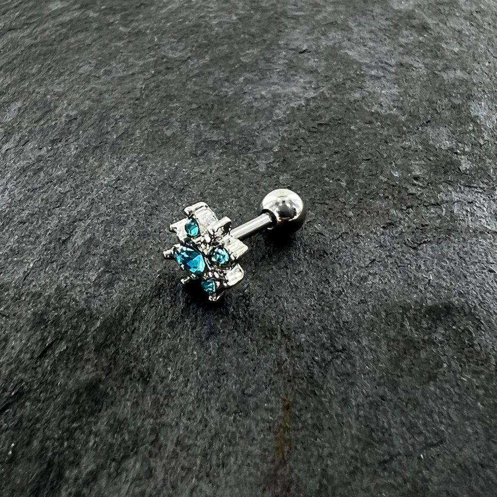 BodyCandy 16G 1/4 Blue Gem Stylish Snowflake Cartilage Tragus Earring — alternative angle